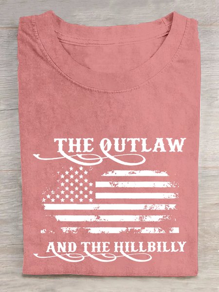 

Women's The Outlaw and The Hillbilly Print Cotton T-shirt, Orange pink, T-shirts