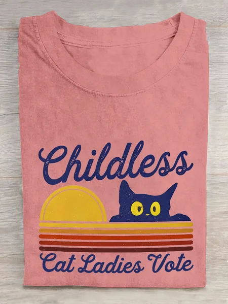 

Childless Cat Ladies Vote Rosie The Riveter 2024 Vintage Cotton T-shirt, Orange pink, T-shirts