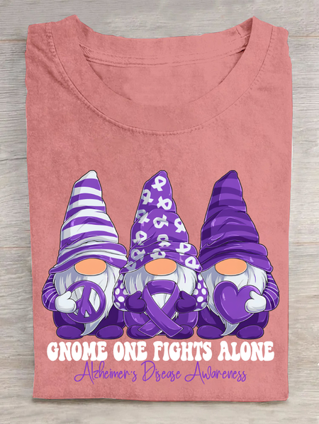 

Gnome One Fights Alone Elemer Signage Awareness Cotton T-Shirt, Orange pink, T-shirts