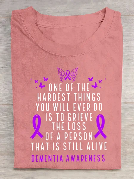 

Dementia Awareness Month Butterfly Warrior Alzheimers Cotton T-Shirt, Orange pink, T-shirts