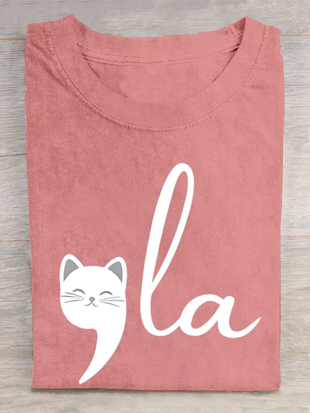 

Women's La Cat Vote Printed Cotton T-shirt, Orange pink, T-shirts