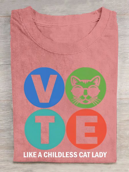 

Vote Like A Childless Cat Lady Cotton T-shirt, Orange pink, T-shirts