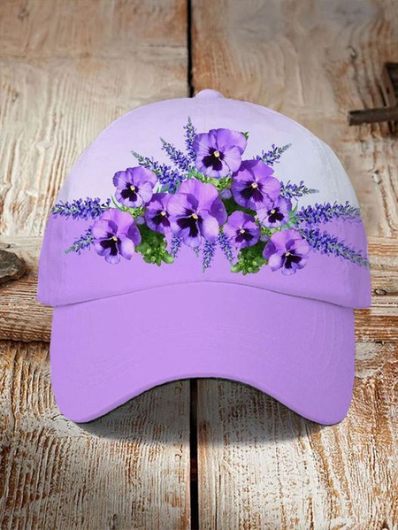 

Unisex Purple Floral Print Alzheimer's Awareness Support Print Hat, Hats