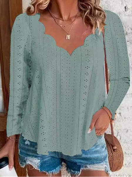 

Loose Casual Blouse, Green, Blouses & Shirts