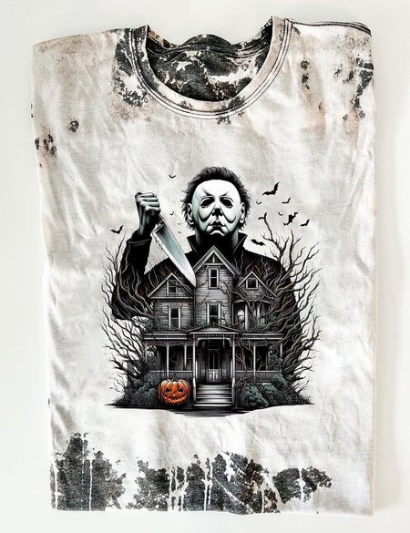 

Casual Halloween Crew Neck Long Sleeve T-shirt, White, T-shirts