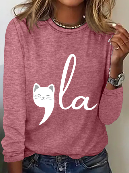

Women's La Cat Vote Printed Casual Long Sleeve Shirt, Watermelon, Long sleeves