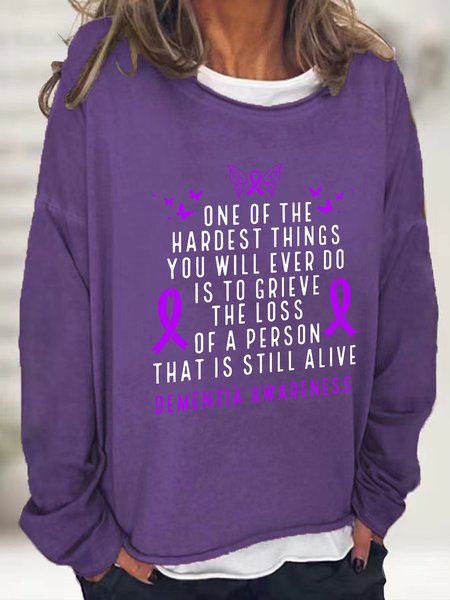 

Dementia Awareness Month Butterfly Warrior Alzheimers Casual Sweatshirt, Deep purple, Hoodies&Sweatshirts