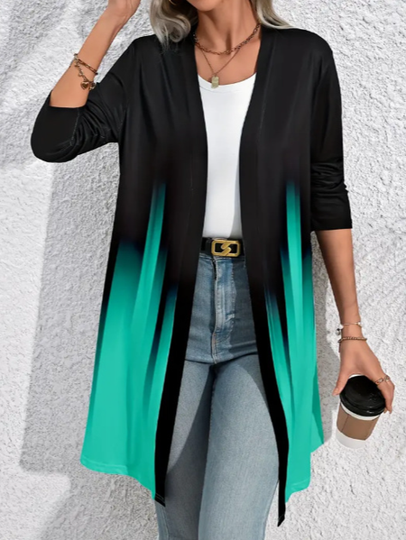 Women's Ombre Regular Loose Jacket, Green, Outerwear