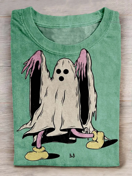 

Casual Halloween Crew Neck Long Sleeve T-shirt, Green, T-shirts