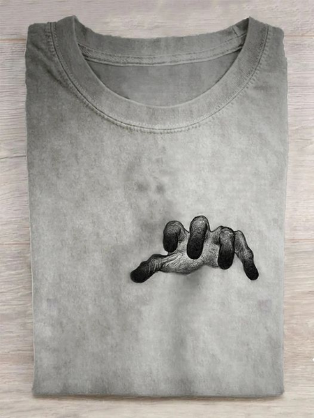 

Casual Halloween Crew Neck Long Sleeve T-shirt, Gray, T-shirts