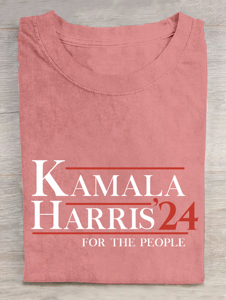 Kamala Harris 24 For The People Cotton T-Shirt, Orange pink, T-shirts