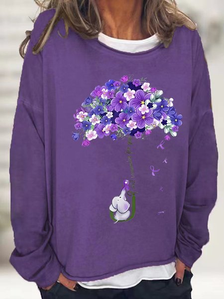 

Women's I Will Remember For You Dementia Alzheimer's Disease Awareness Print Casual Sweatshirt, Deep purple, Hoodies&Sweatshirts