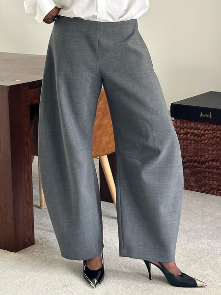 Urban Loose Plain Pocket Stitching Long Pants Turnip pants, Gray, Pants