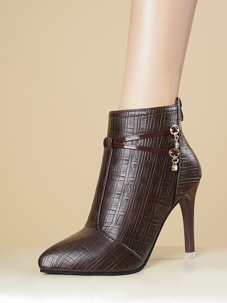 

Stiletto Heel Urban Autumn Plain Boots, Coffee, Boots