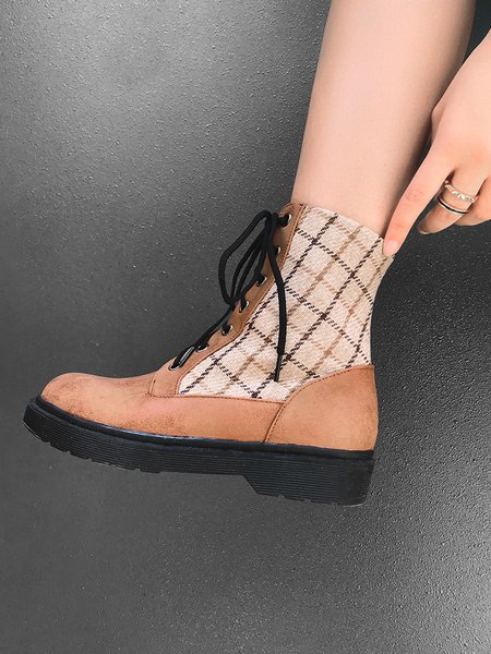 

Color Block Pu Vintage Boots, Brown, Boots