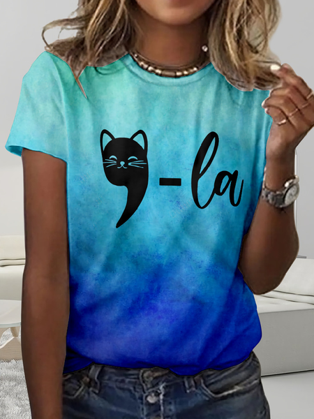 

Retro Comma La Casual Regular Fit T-Shirt, As picture, T-shirts