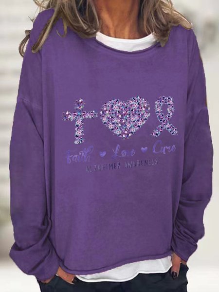 

Faith Love Cure Alzheimer's Awareness Casual Sweatshirt, Deep purple, Hoodies&Sweatshirts