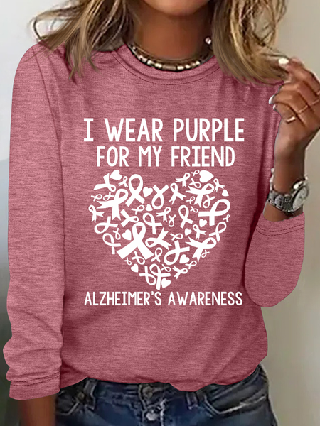 

I Wear Purple Friend Alzheimer Casual Long Sleeve Shirt, Watermelon, Long sleeves