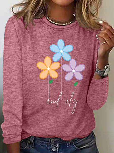

Alzheimers Flowers Casual Long Sleeve Shirt, Watermelon, Long sleeves