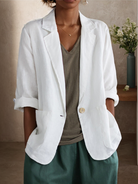 

Loose Casual Blazer, White, Outerwear