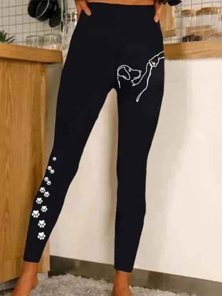 Dog Tight Jersey Casual Leggings, Black, Leggings