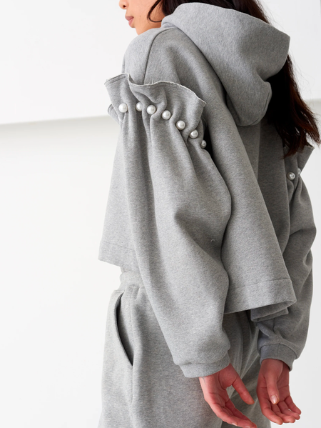 

Plain Raglan Sleeves Hoodie Casual Beaded Hoodie, Gray, Hoodies and Sweatshirts