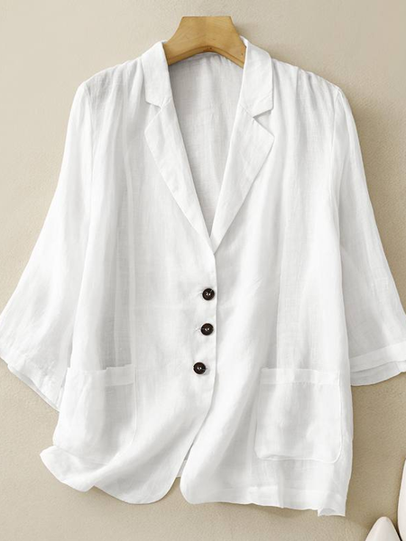 

Plain Casual Loose Blazer, White, Outerwear