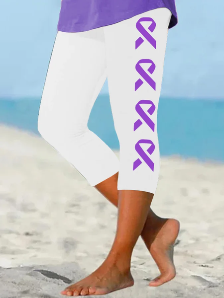 

Women's Purple Alzheimer's Awareness Cropped Leggings, White, Pants
