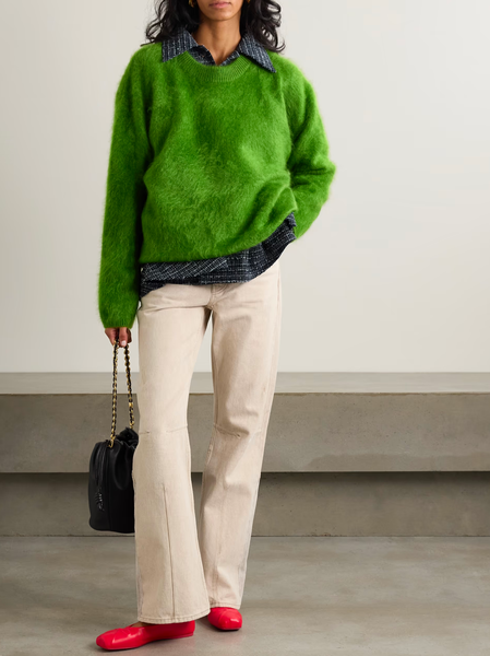 

Raglan Sleeves Crew Neck Casual Sweater, Green, Pullovers