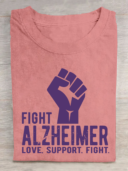 

Fight Alzheimer, Support Alzheimer Awareness Cotton T-Shirt, Orange pink, T-shirts
