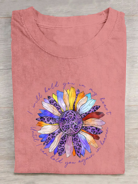 

I Will Hold You In My Heart I Can Hold You In Heaven Alzheimer's Awareness Cotton T-Shirt, Orange pink, T-shirts