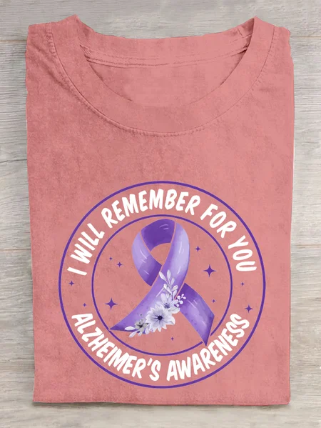 I Will Remember For You Alzheimer's Awareness Cotton T-Shirt, Orange pink, T-shirts