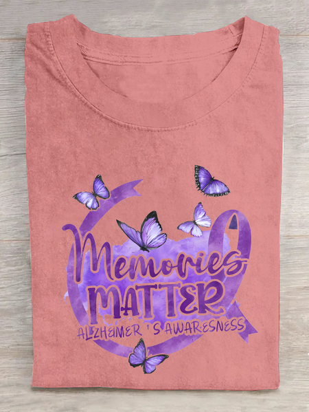 

Memories Matter Alzheimer's Awareness Cotton T-Shirt, Orange pink, T-shirts