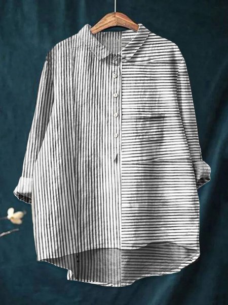 

Cotton Casual Loose Shirt, Gray, Blouses & Shirts
