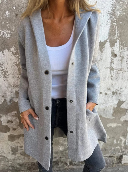 

Women's Spring/Fall Outerwear Casual Plain Long Sleeve Hoodie Jacket, Gray, Jackets