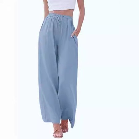 

Women's H-Line Straight Pants Daily Going Out Pants Apricot Casual Plain Spring/Fall Pants, Light blue, Pants