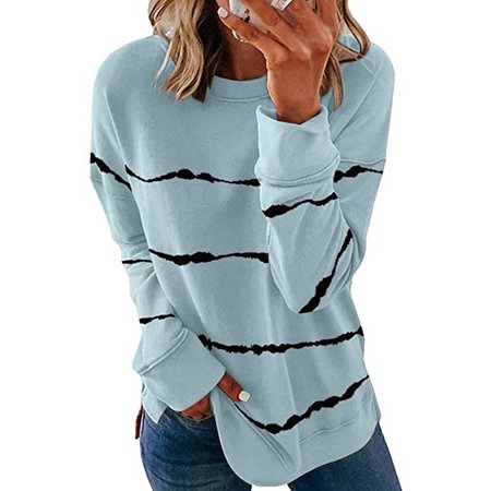 

Casual Hoodie Striped Sweatshirt, Light blue, Hoodies & Sweatshirts