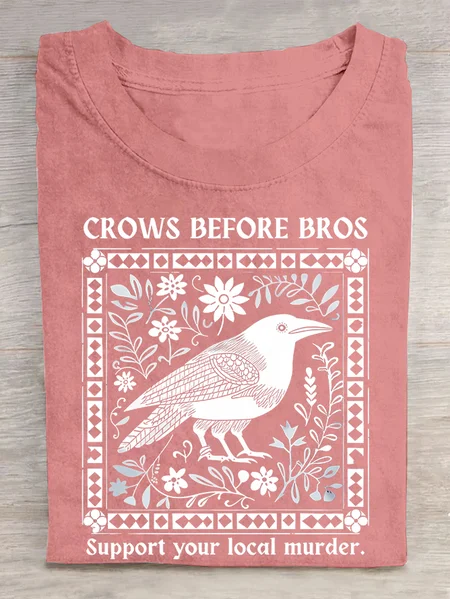 

Crows Before Bros Cotton T-shirt, Orange pink, T-shirts