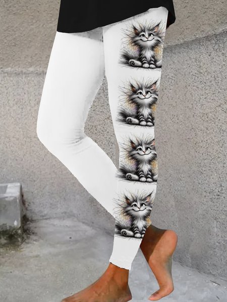 

Jersey Casual Tight Leggings, White, Leggings