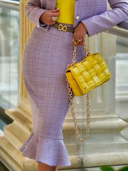 Geometric Regular Fit Elegant Skirt, Purple, Skirts