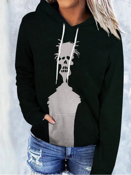 Casual Hoodie Halloween Sweatshirt, Black, Hoodies & Sweatshirts