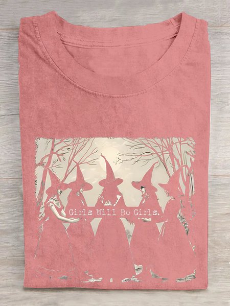 

Comfort Colors Girls Will Be Girls Witch Cotton T-shirt, Orange pink, T-shirts