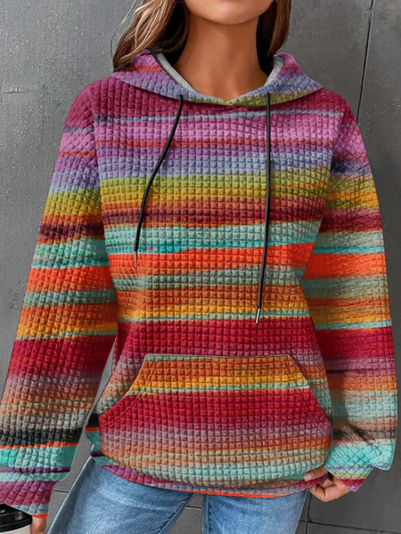 Abstract Loose Casual Sweatshirt, Purple, Hoodies&Sweatshirts