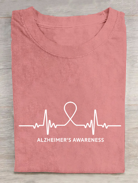 

Alzheimer's Awareness Ribbon Cotton T-Shirt, Orange pink, T-shirts
