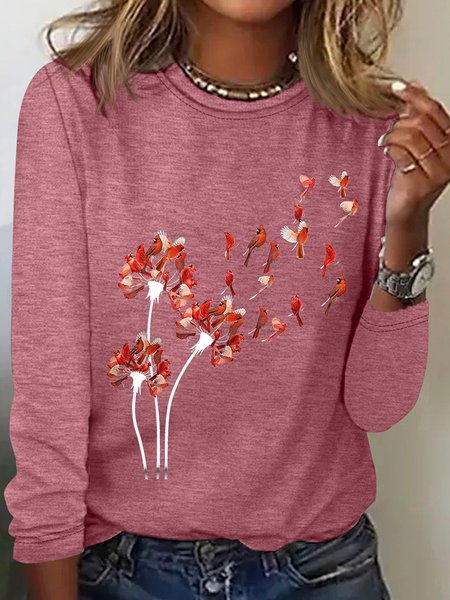

Red Cardinal Casual Long Sleeve Shirt, Watermelon, Long sleeves