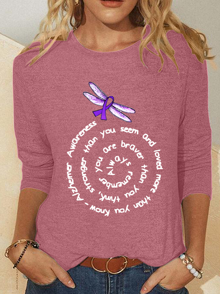 

Alzheimers Awareness Memories Matter Brain Flowers Casual Long Sleeve Shirt, Watermelon, Long sleeves