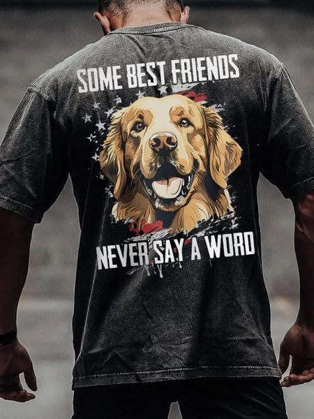 

Best Friend Golden Retriever Vintage Washed Shirt, Black, T-shirts