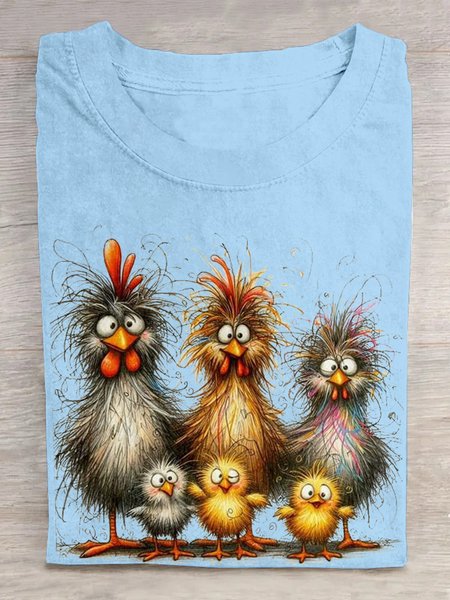 

Casual Turkey Crew Neck Short Sleeve T-shirt, Light blue, T-shirts