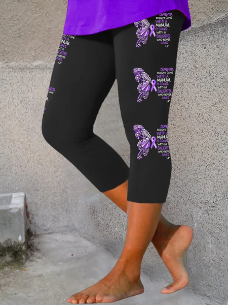 

Women's End Alzheimer's Print Casual Leggings, Black, Pants