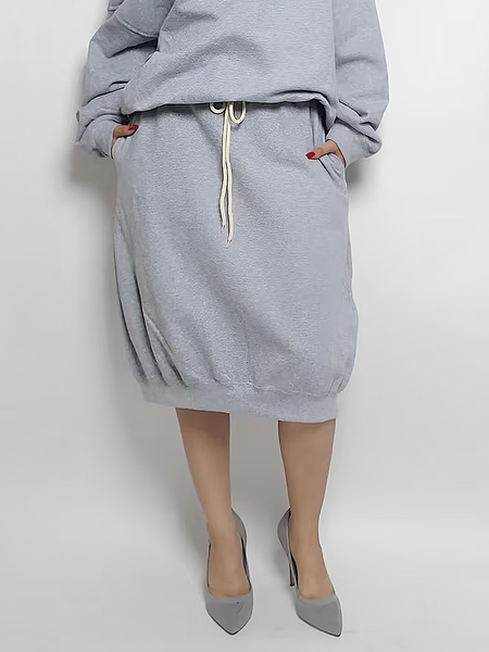 

Loose Medium Elasticity Casual Plain Midi Skirt, Gray, Skirts